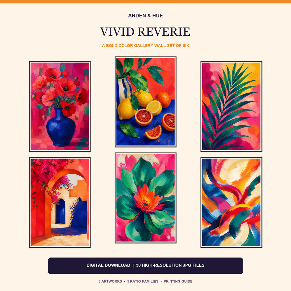 Vivid Reverie Printable Wall Art Set of 6 | Bold Colorful Gallery Wall Digital Prints