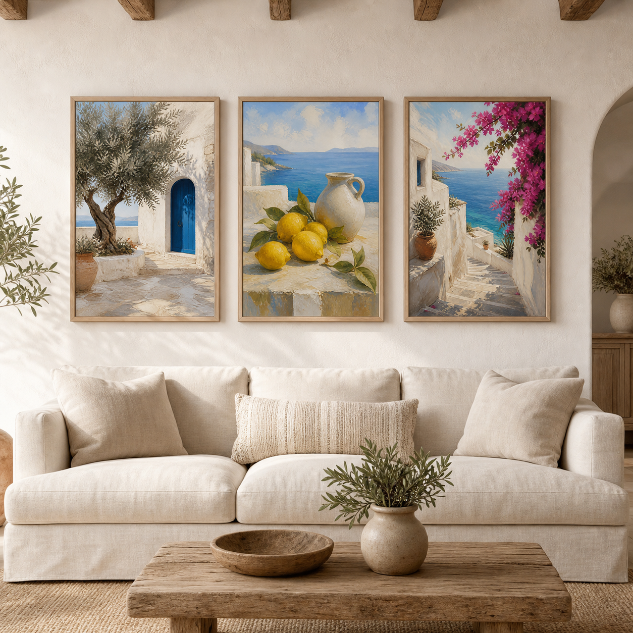 Azure & Citrus Mediterranean Wall Art Set of 3 - Digital Download