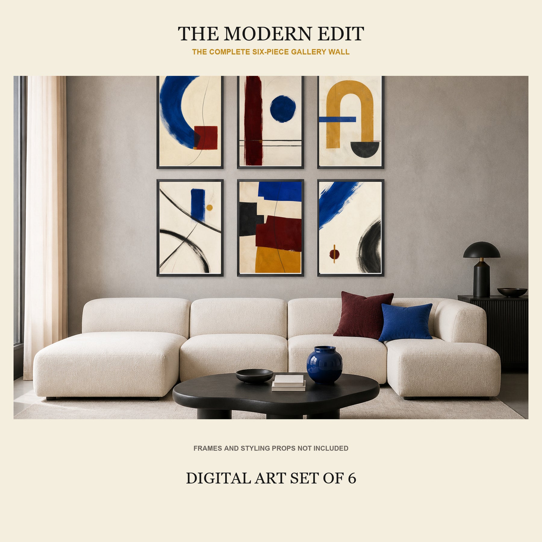 Contour & Current Printable Wall Art Set of 6 | Modern Abstract Color Gallery Wall Digital Prints