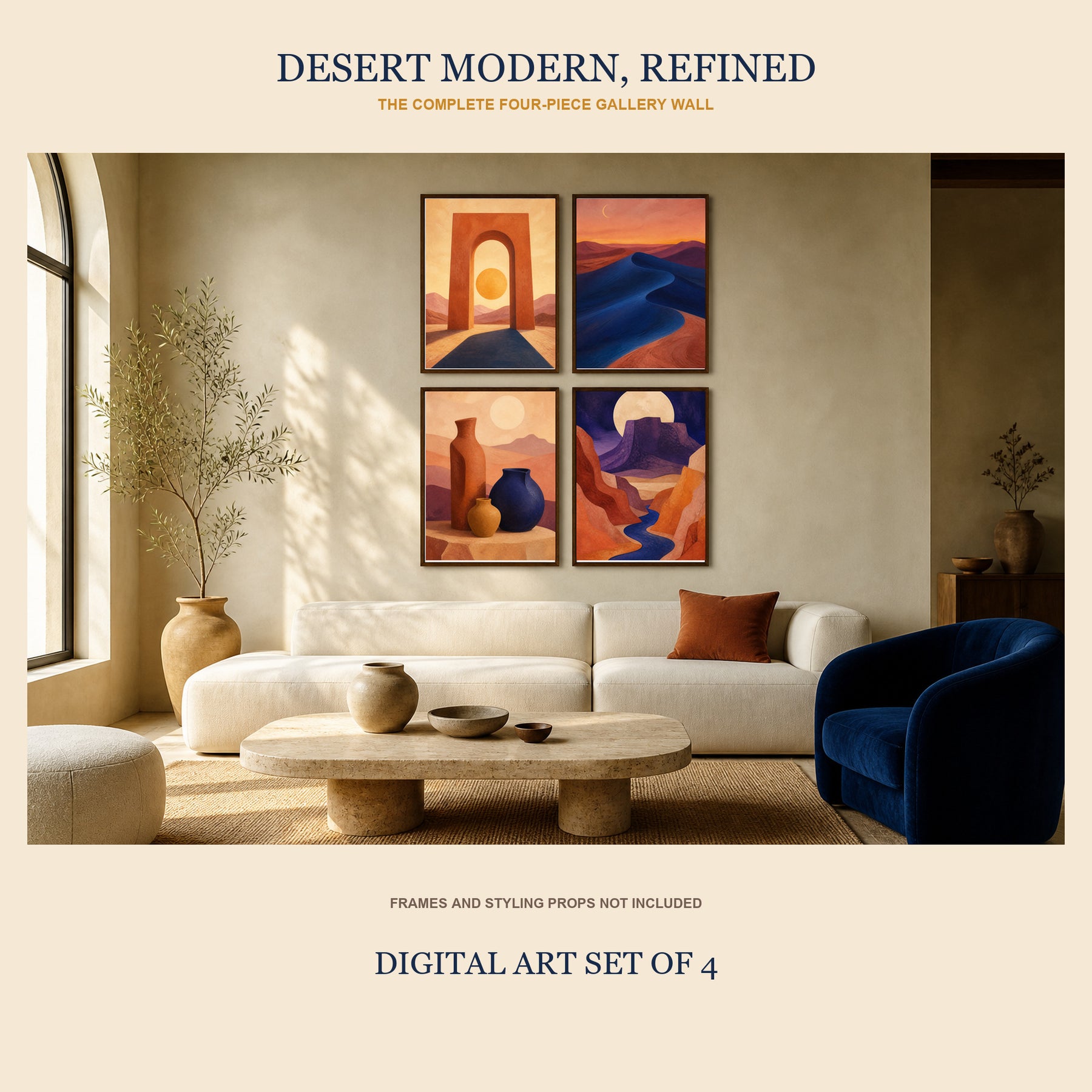 Terra Solis Printable Wall Art Set of 4 | Desert Modern Landscape Digital Prints