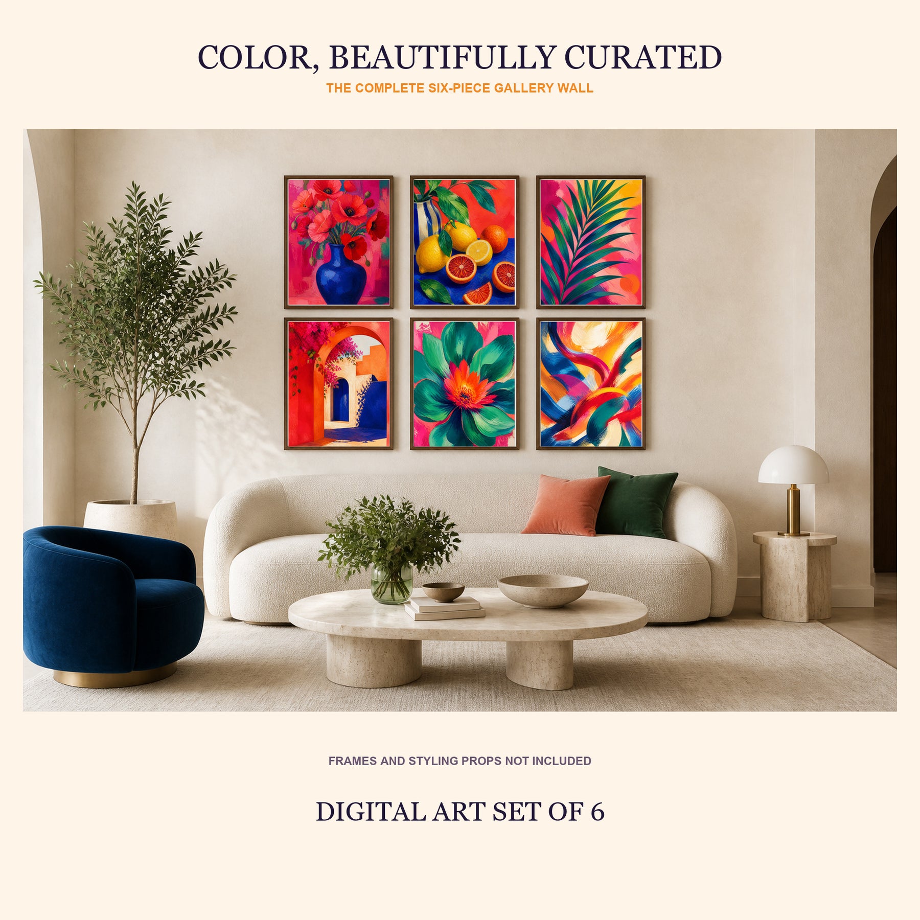 Vivid Reverie Printable Wall Art Set of 6 | Bold Colorful Gallery Wall Digital Prints
