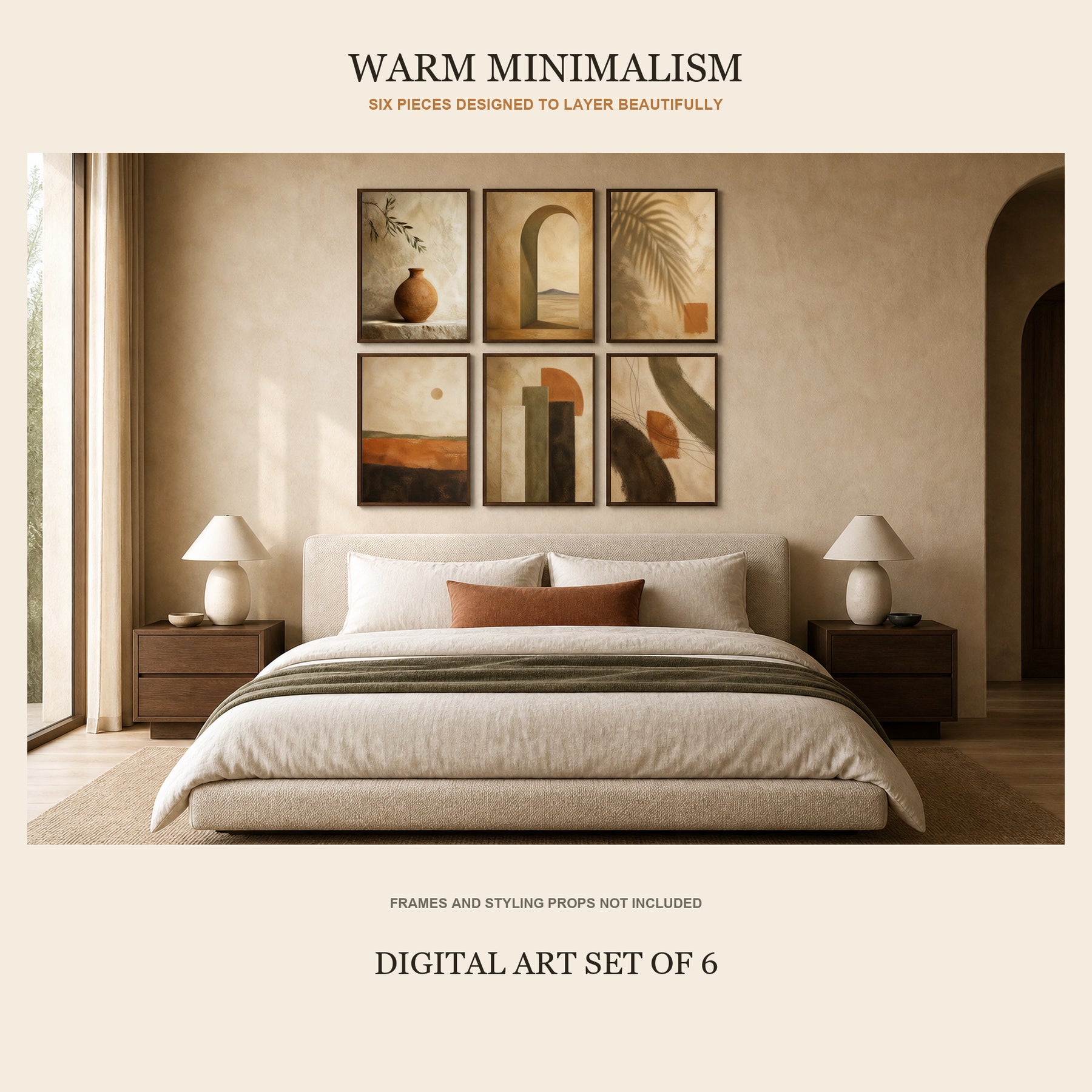 Sienna & Stone Printable Wall Art Set of 6 | Organic Modern Earth Tone Gallery Wall Digital Prints