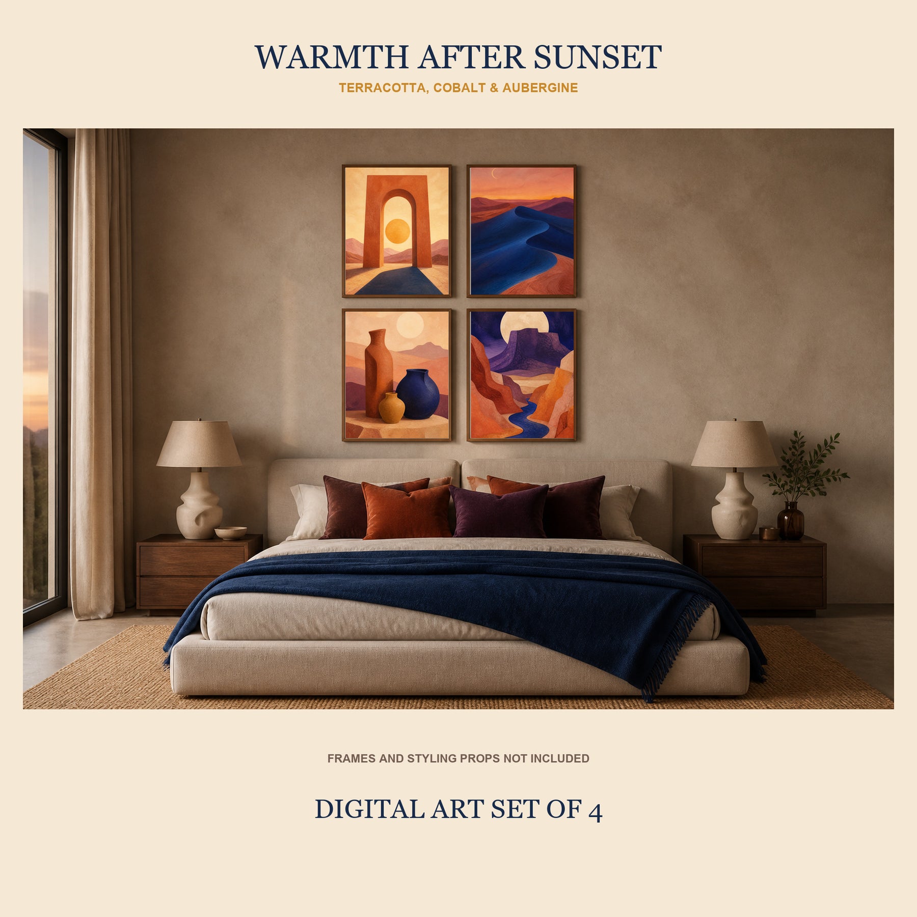 Terra Solis Printable Wall Art Set of 4 | Desert Modern Landscape Digital Prints