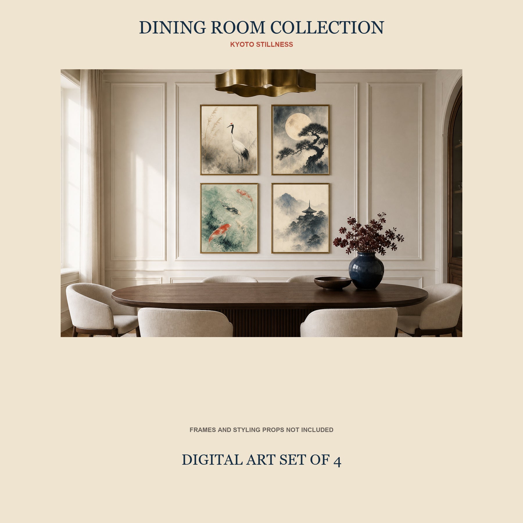 Kyoto Stillness Printable Wall Art Set of 4 | Japanese-Inspired Set of Four Digital Prints
