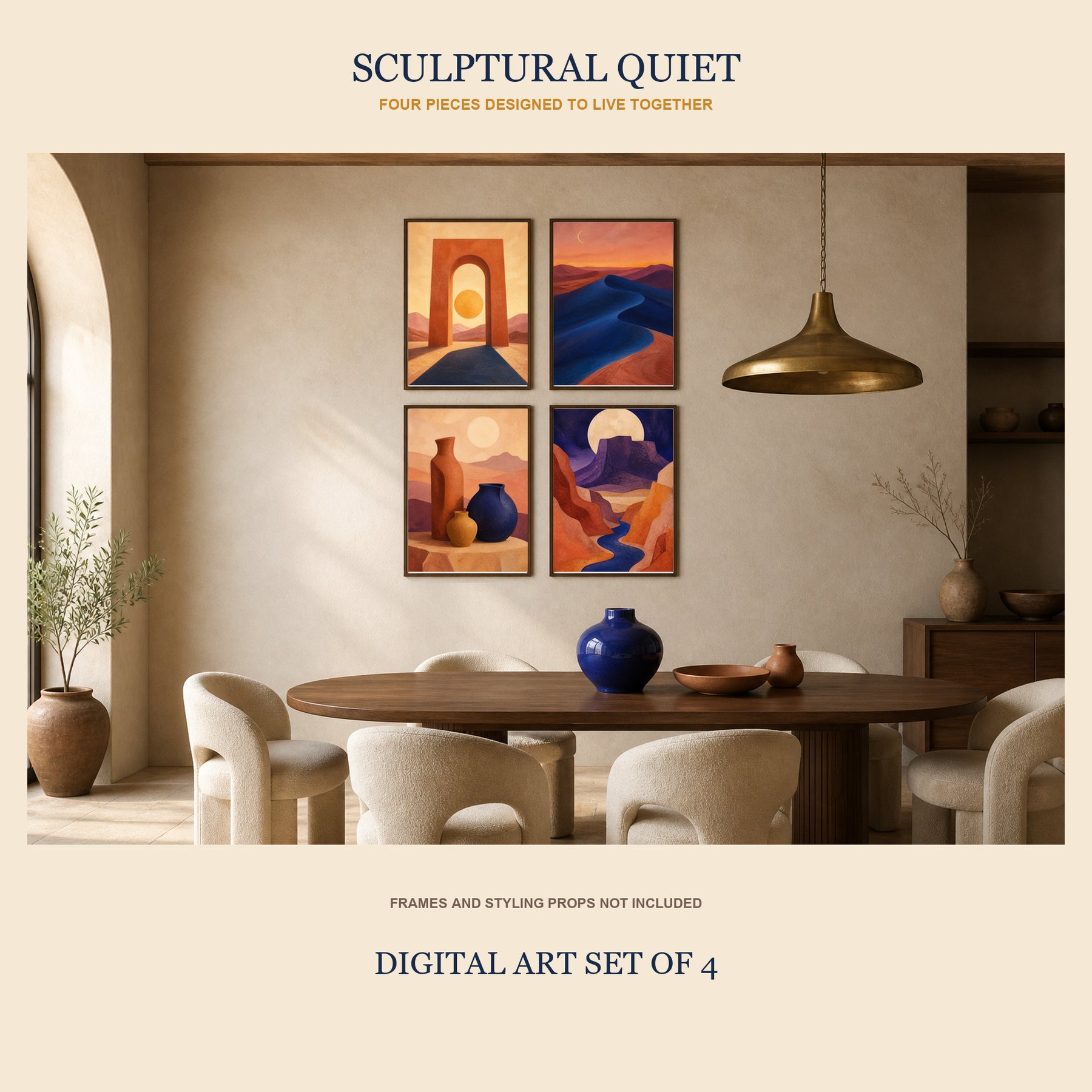 Terra Solis Printable Wall Art Set of 4 | Desert Modern Landscape Digital Prints