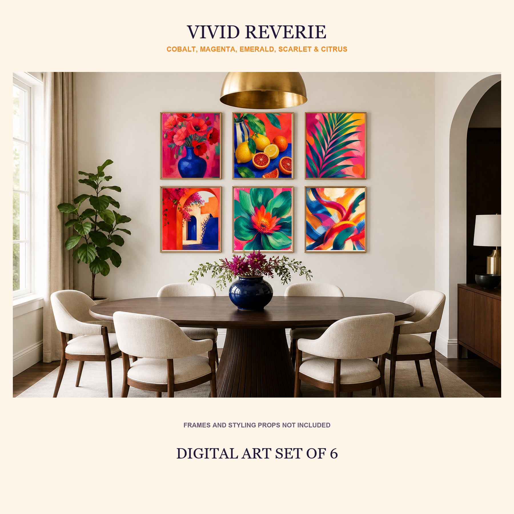 Vivid Reverie Printable Wall Art Set of 6 | Bold Colorful Gallery Wall Digital Prints
