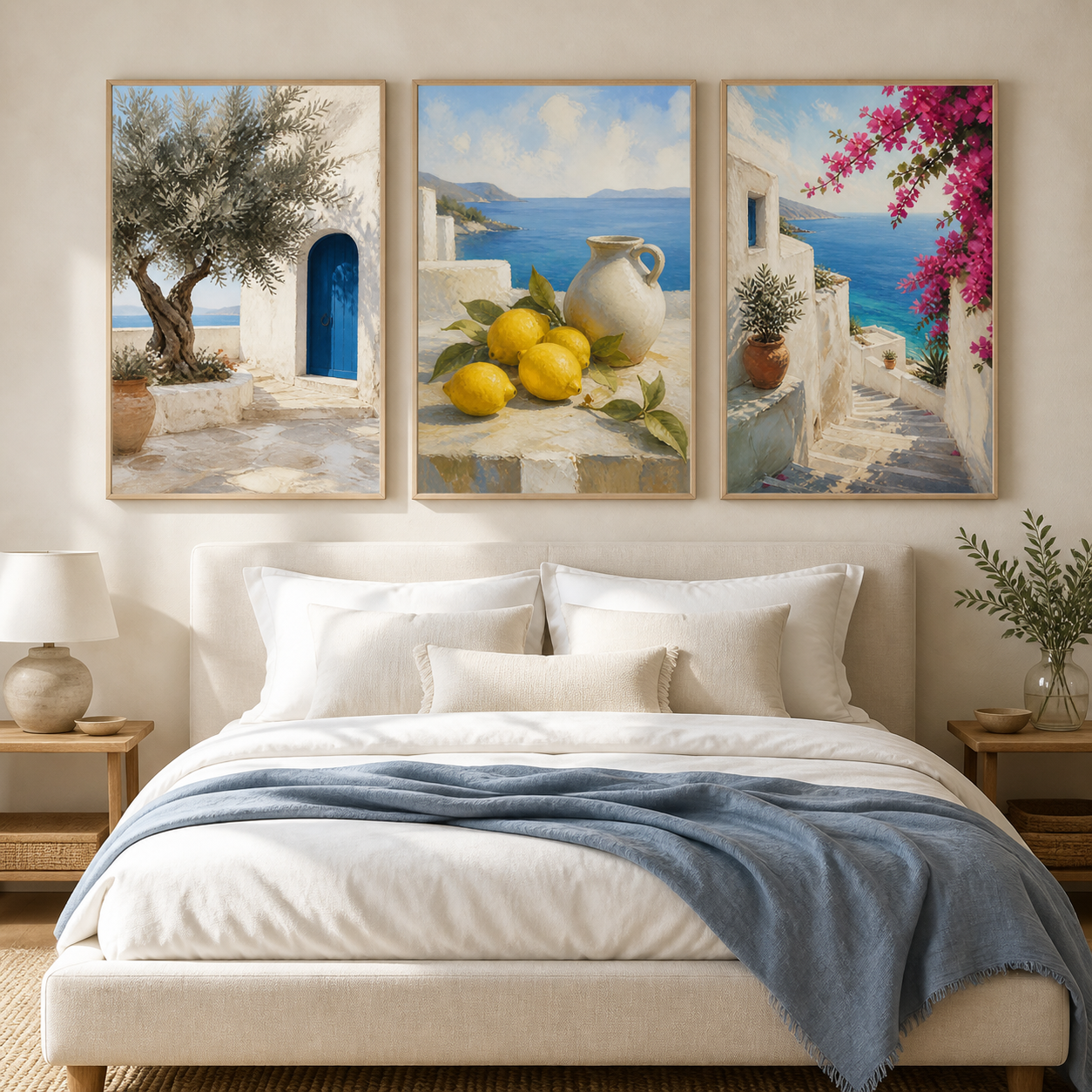 Azure & Citrus Mediterranean Wall Art Set of 3 - Digital Download
