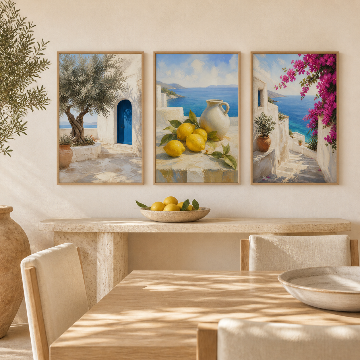 Azure & Citrus Mediterranean Wall Art Set of 3 - Digital Download