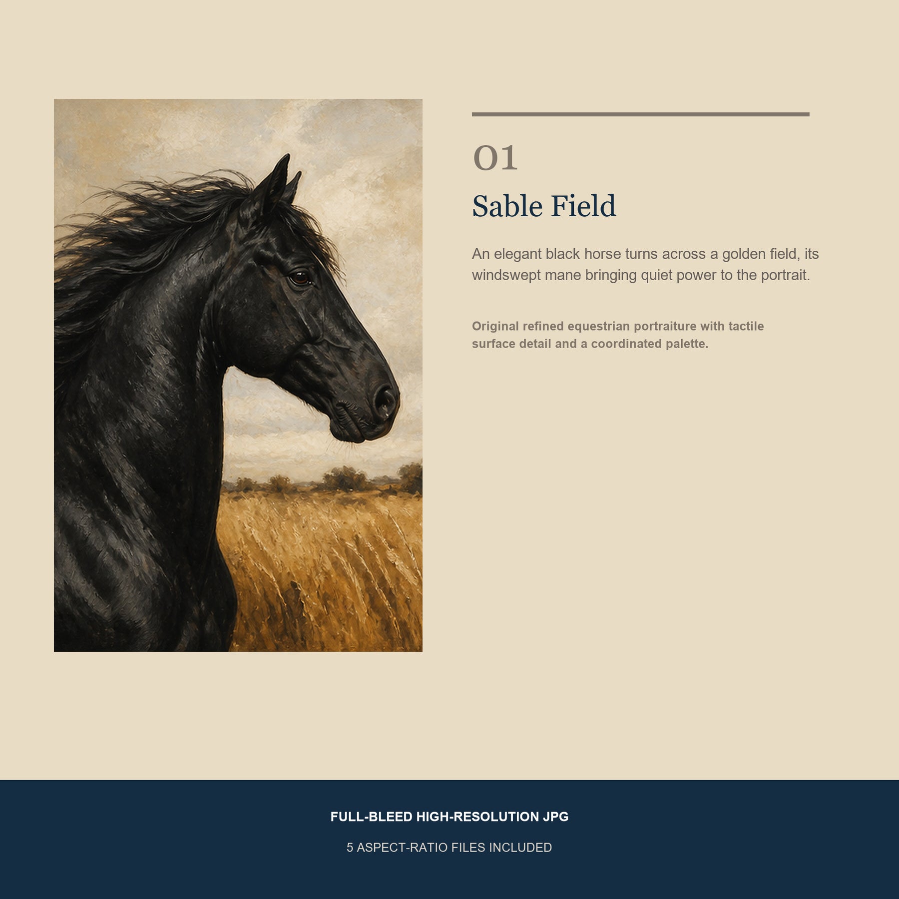 Sable & Saddle Printable Wall Art Set of 4 | Luxury Equestrian Set of Four Digital Prints