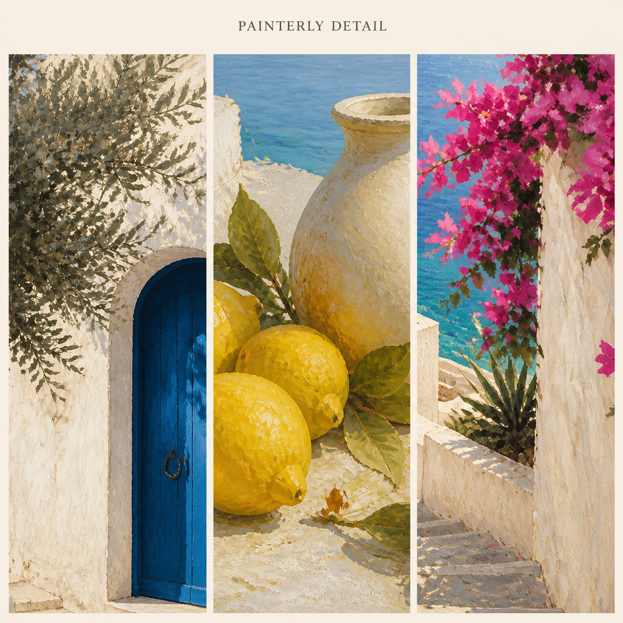 Azure & Citrus Mediterranean Wall Art Set of 3 - Digital Download