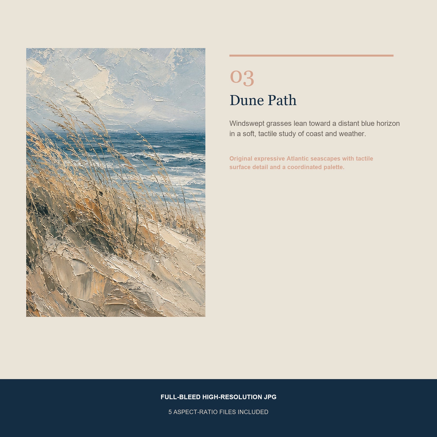 Wild Atlantic Printable Wall Art Set of 4 | Painterly Coastal Set of Four Digital Prints