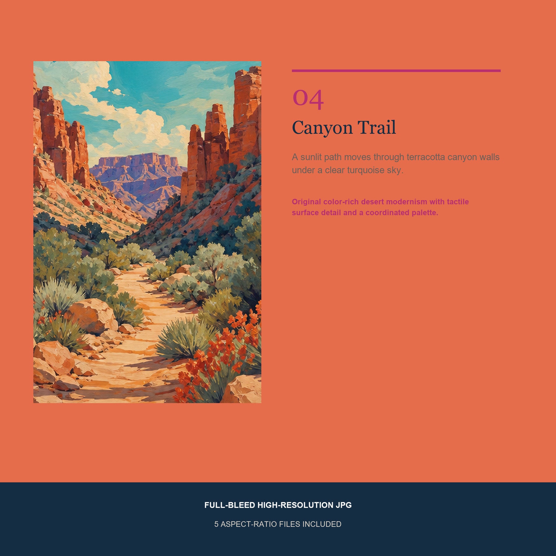 Desert Bloom Printable Wall Art Set of 4 | Bold Southwestern Set of Four Digital Prints