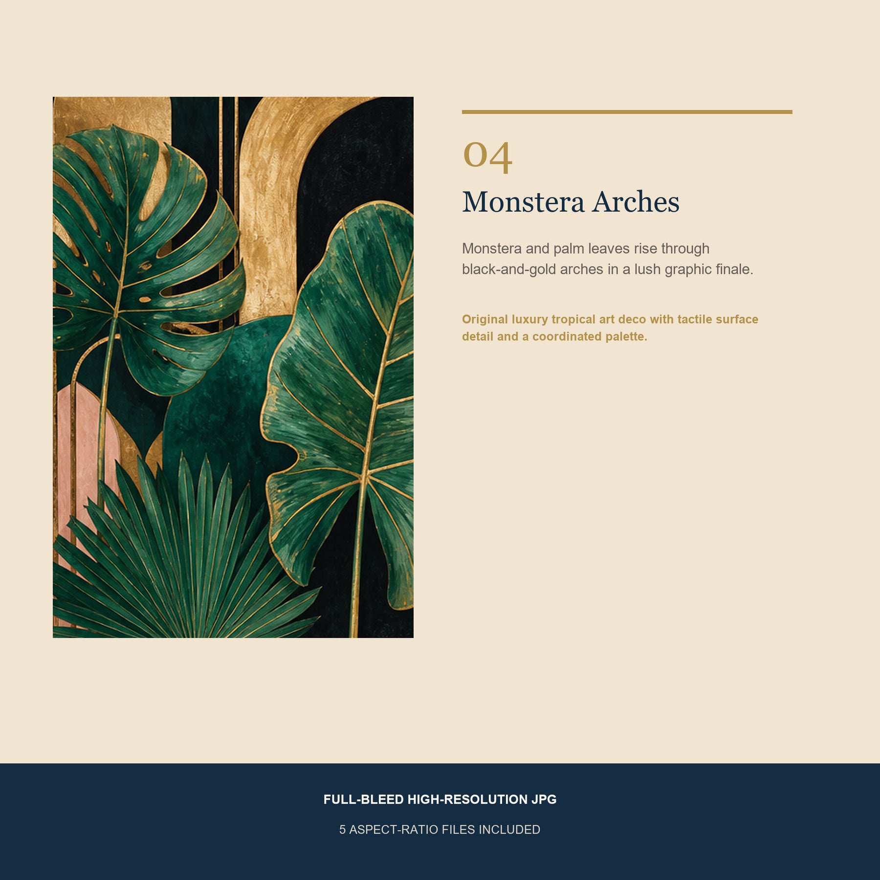Palm Society Printable Wall Art Set of 4 | Tropical Art Deco Set of Four Digital Prints