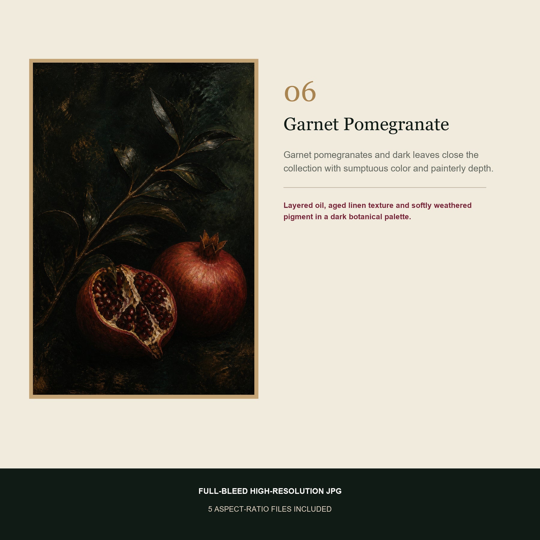 Velvet Botanica Printable Wall Art Set of 6 | Moody Dark Botanical Gallery Wall Digital Prints